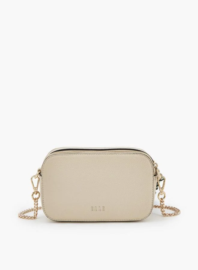 ELLE BEIGE Monogram Embossed Crossbody Bag With Chain Strap for Women | Best Price UAE